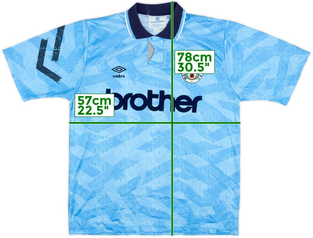 1991-93 Manchester City Home Shirt - 8/10 - (L)