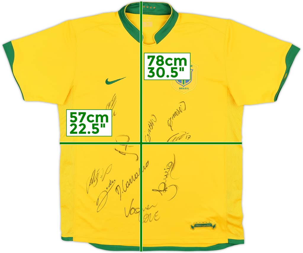 2006-08 Brazil Signed Home Shirt - 9/10 - (L)