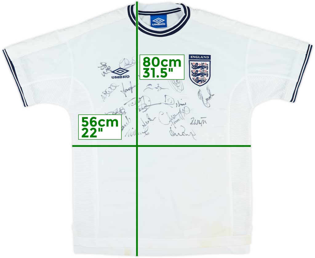1999-01 England Signed Home Shirt - 8/10 - (L)