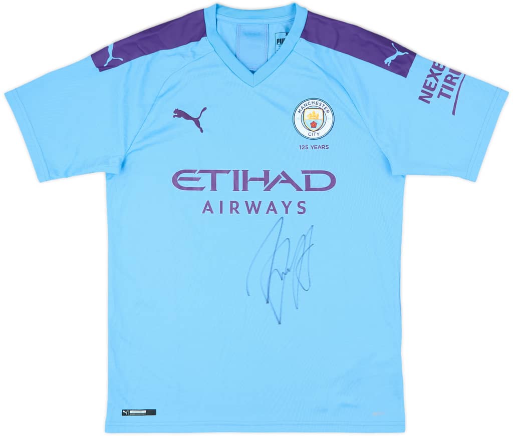 2019-20 Manchester City Signed Home Shirt - 8/10 - (M)