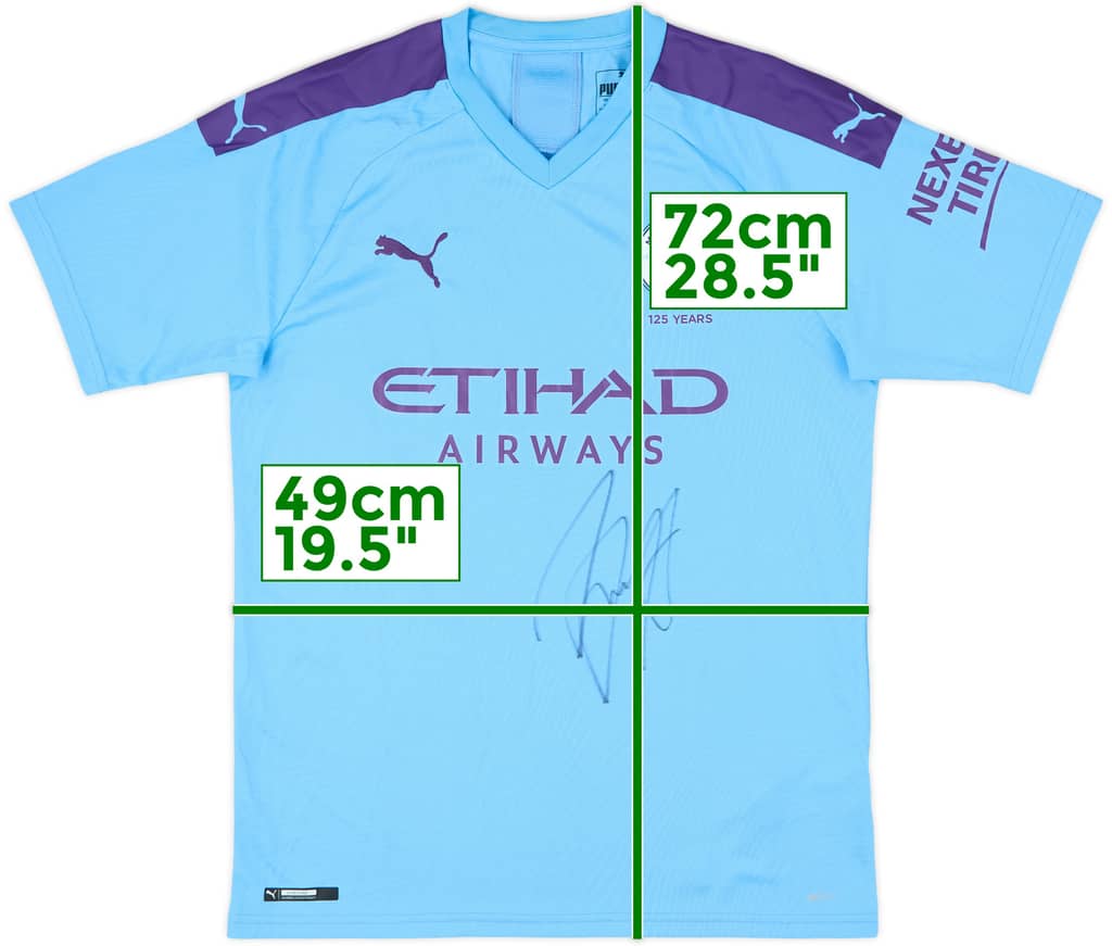 2019-20 Manchester City Signed Home Shirt - 8/10 - (M)