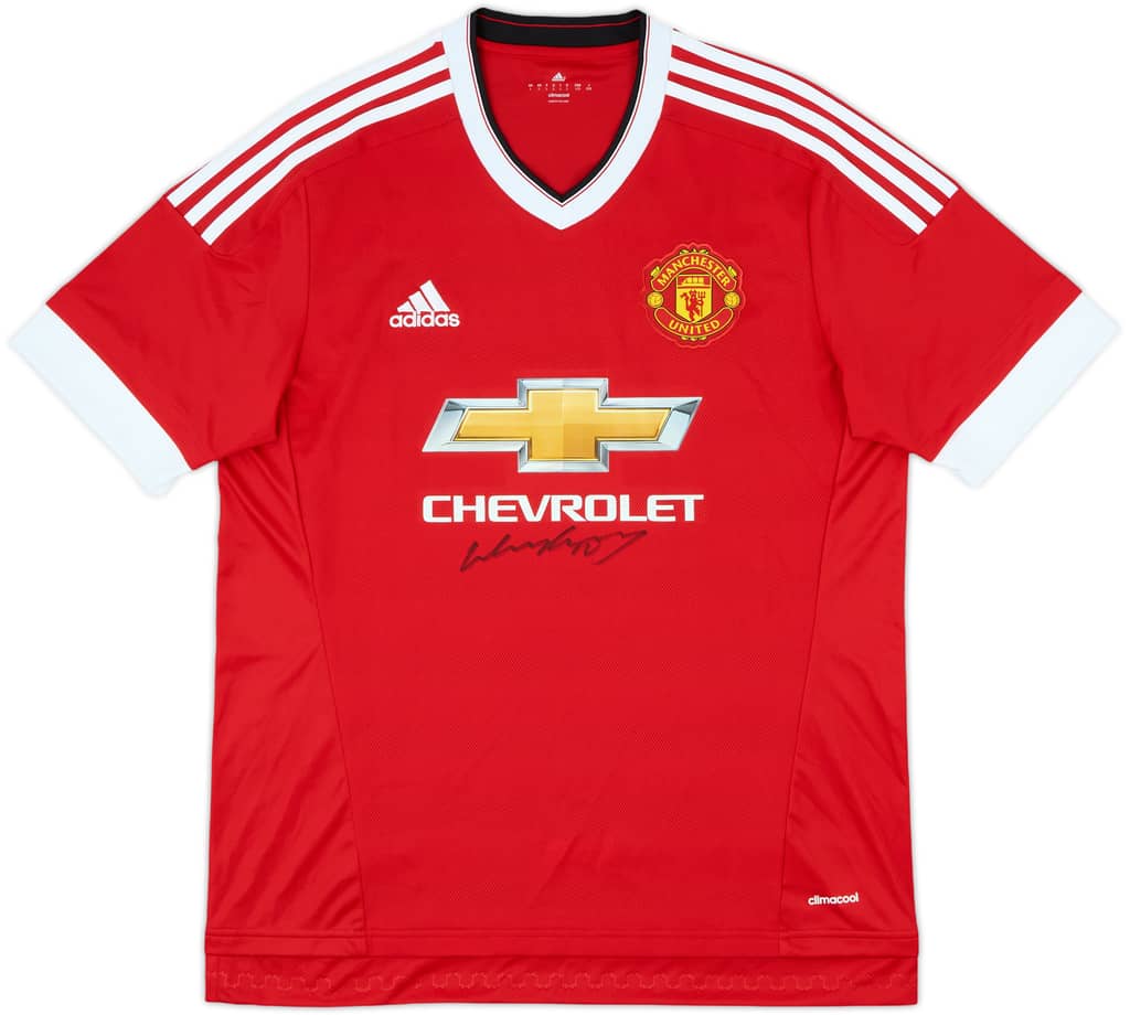 2015-16 Manchester United Signed Home Shirt - 8/10 - (L)