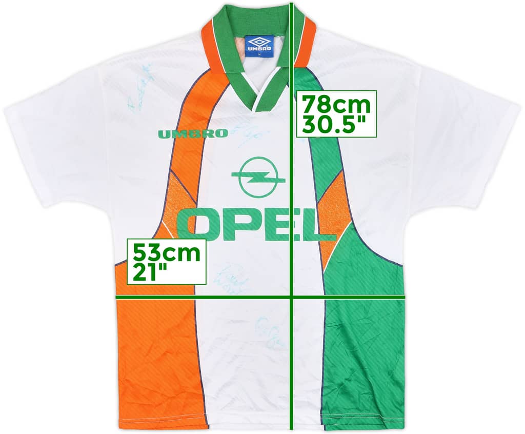 1994-96 Ireland Signed Away Shirt - 8/10 - (M)