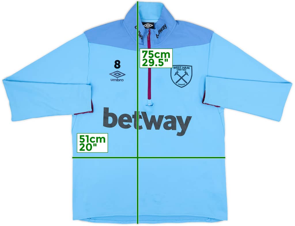 2018-19 West Ham Umbro Player Issue 1/4 Zip Drill Top #8 (Felipe Anderson) - 5/10 - (M)