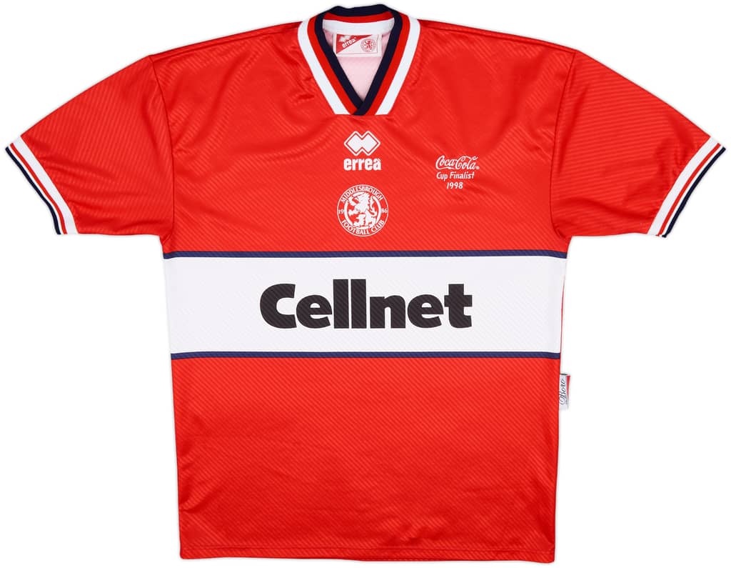 1997-98 Middlesbrough 'Coco-Cola Cup Finalist 1998' Home Shirt - 8/10 - (L)