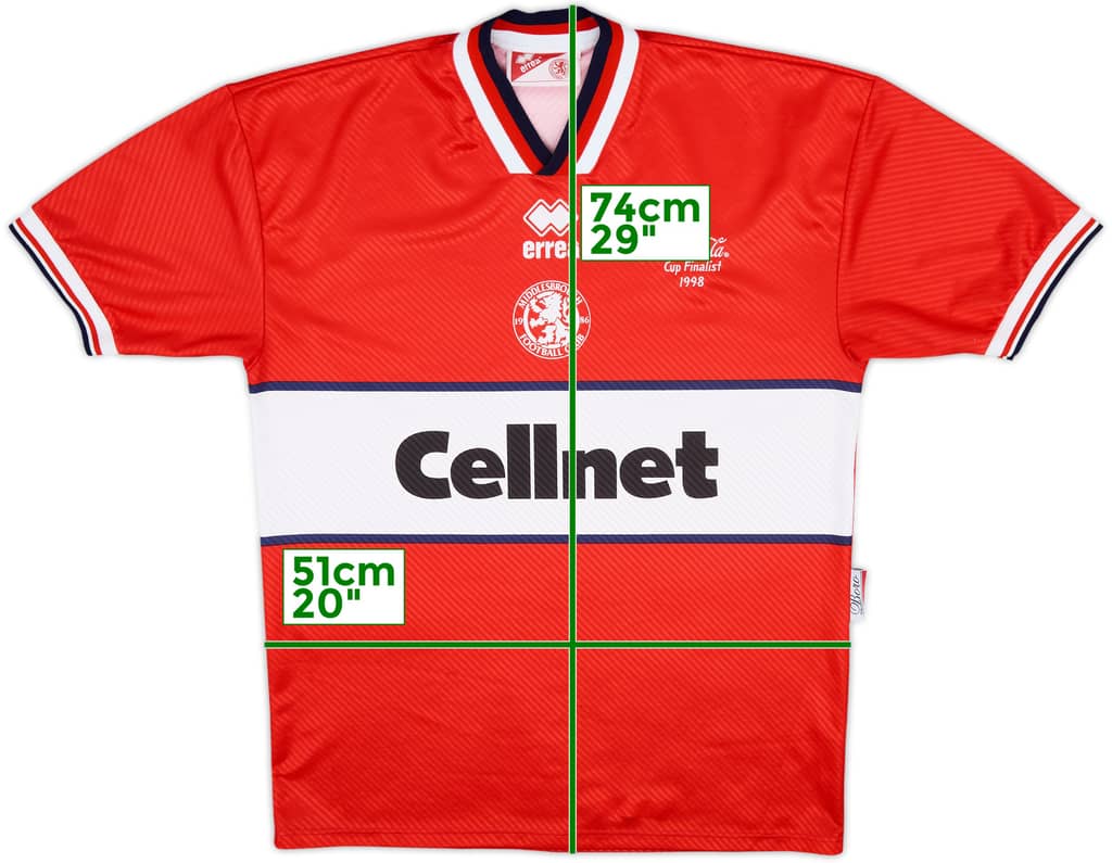 1997-98 Middlesbrough 'Coco-Cola Cup Finalist 1998' Home Shirt - 8/10 - (L)
