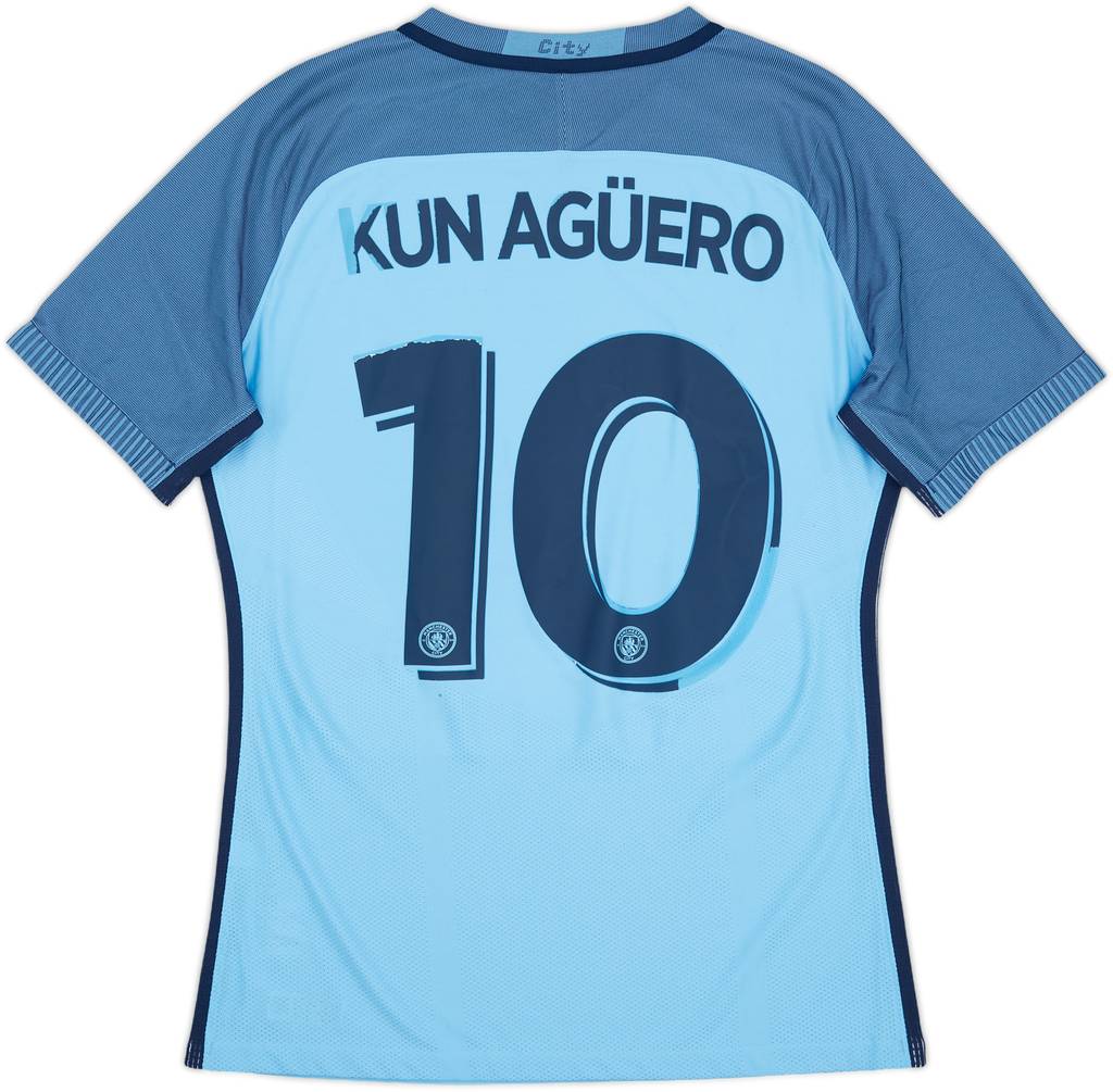 2016-17 Manchester City Authentic Home Shirt Kun Aguero #10 - 4/10 - (L)