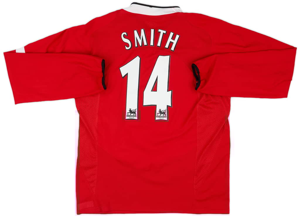 2004-06 Manchester United Home L/S Shirt Smith #14 - 8/10 - (L)