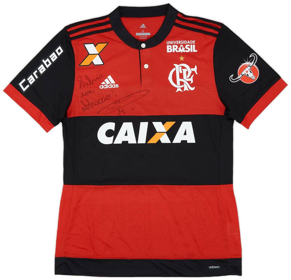 2017 Flamengo Match Issue Signed Home Shirt Diego #35