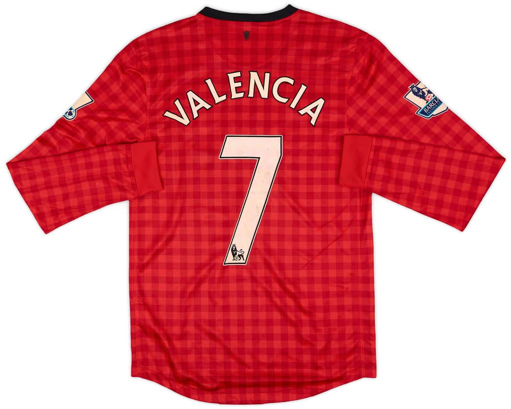 2012-13 Manchester United Home L/S Shirt Valencia #7 (S)
