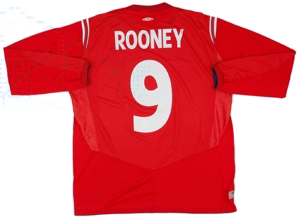 2004-06 England Away L/S Shirt Rooney #9 - 8/10 - (XL)