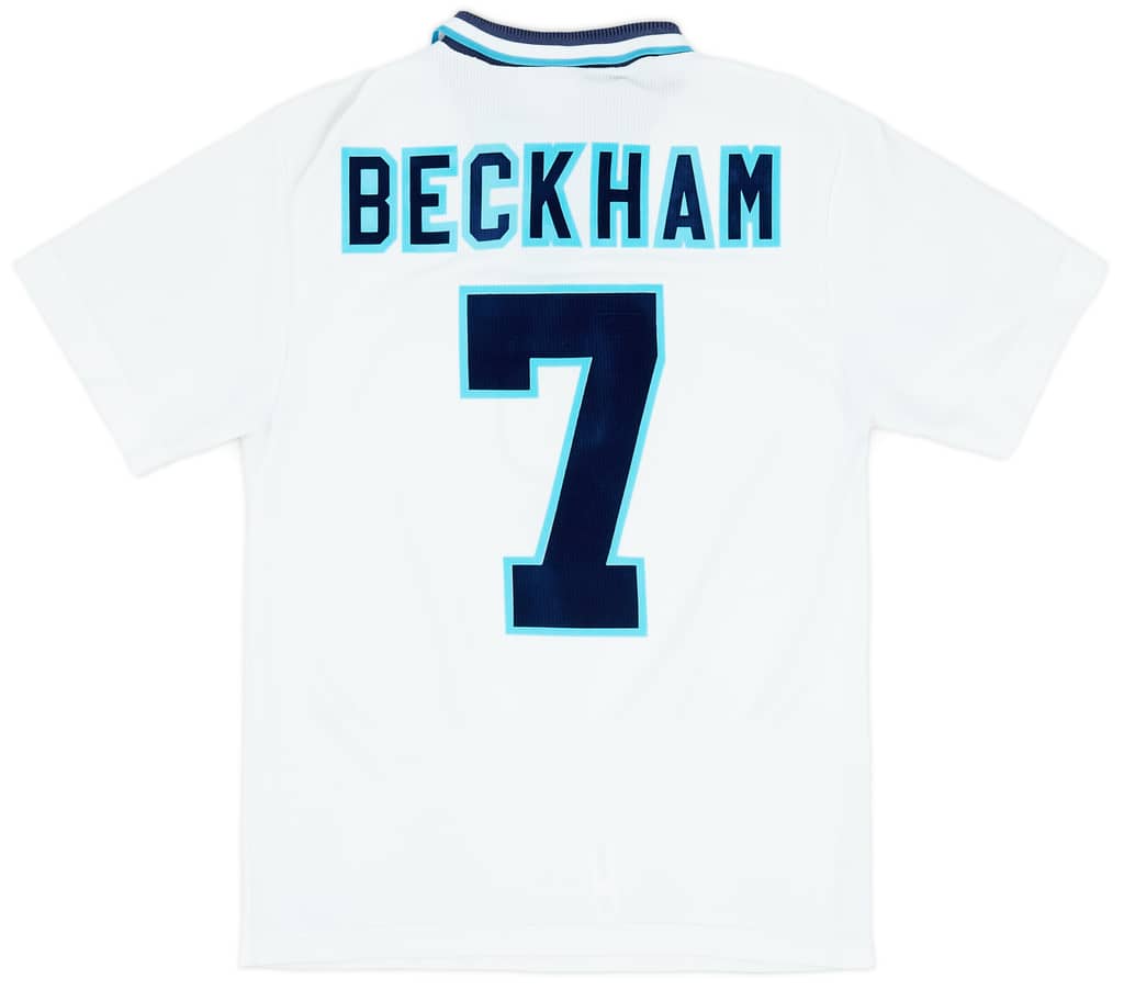 1995-97 England Home Shirt Beckham #7 - 8/10 - (M)