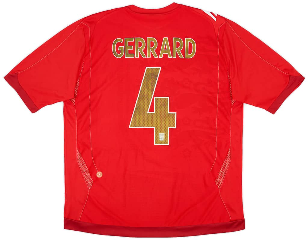 2006-08 England Away Shirt Gerrard #4 - 5/10 - (XL)