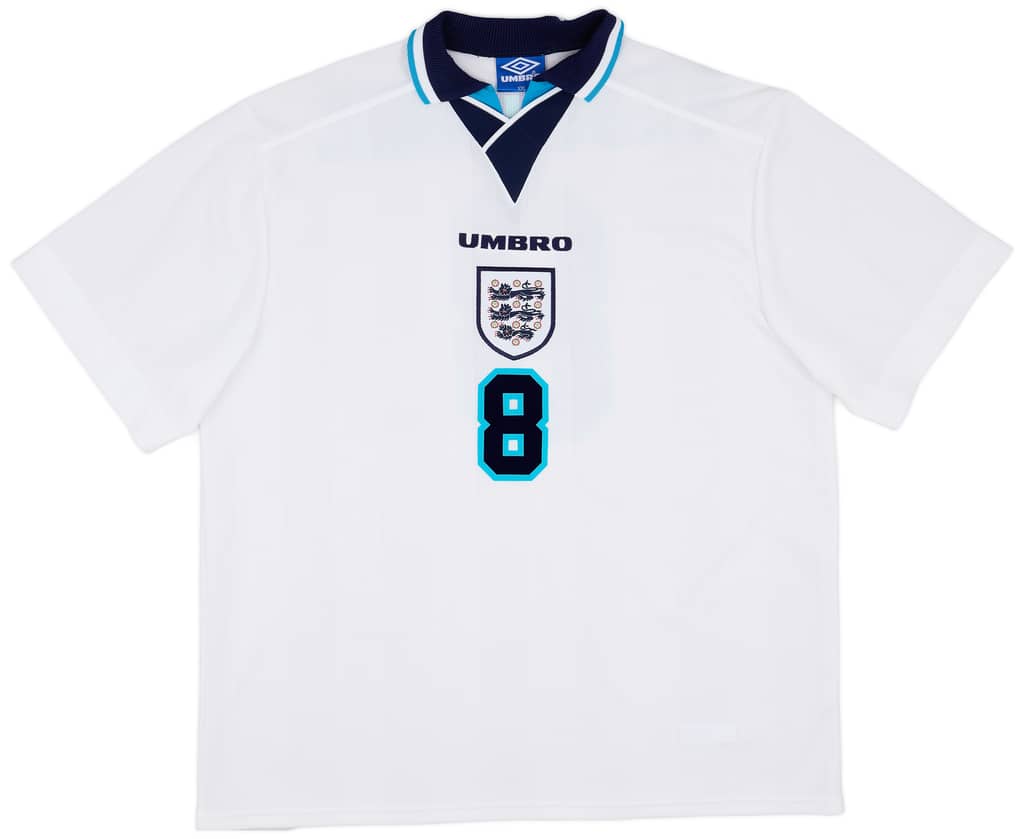 1995-97 England Home Shirt Gascoigne #8 - 9/10 - (XXL)