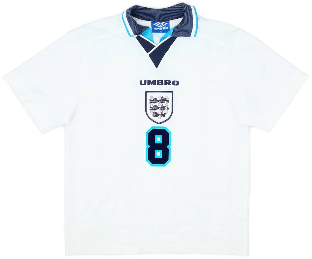 1995-97 England Home Shirt Gascoigne #8 - 8/10 - (M)