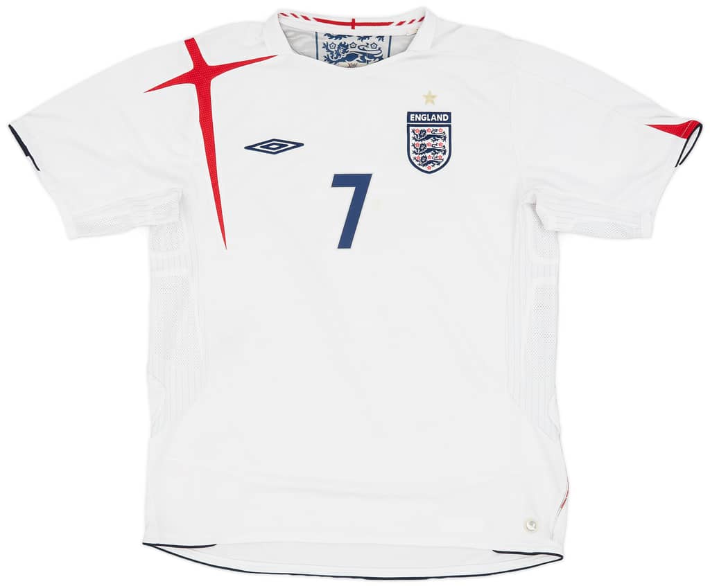 2005-07 England Home Shirt Beckham #7 - 6/10 - (L)