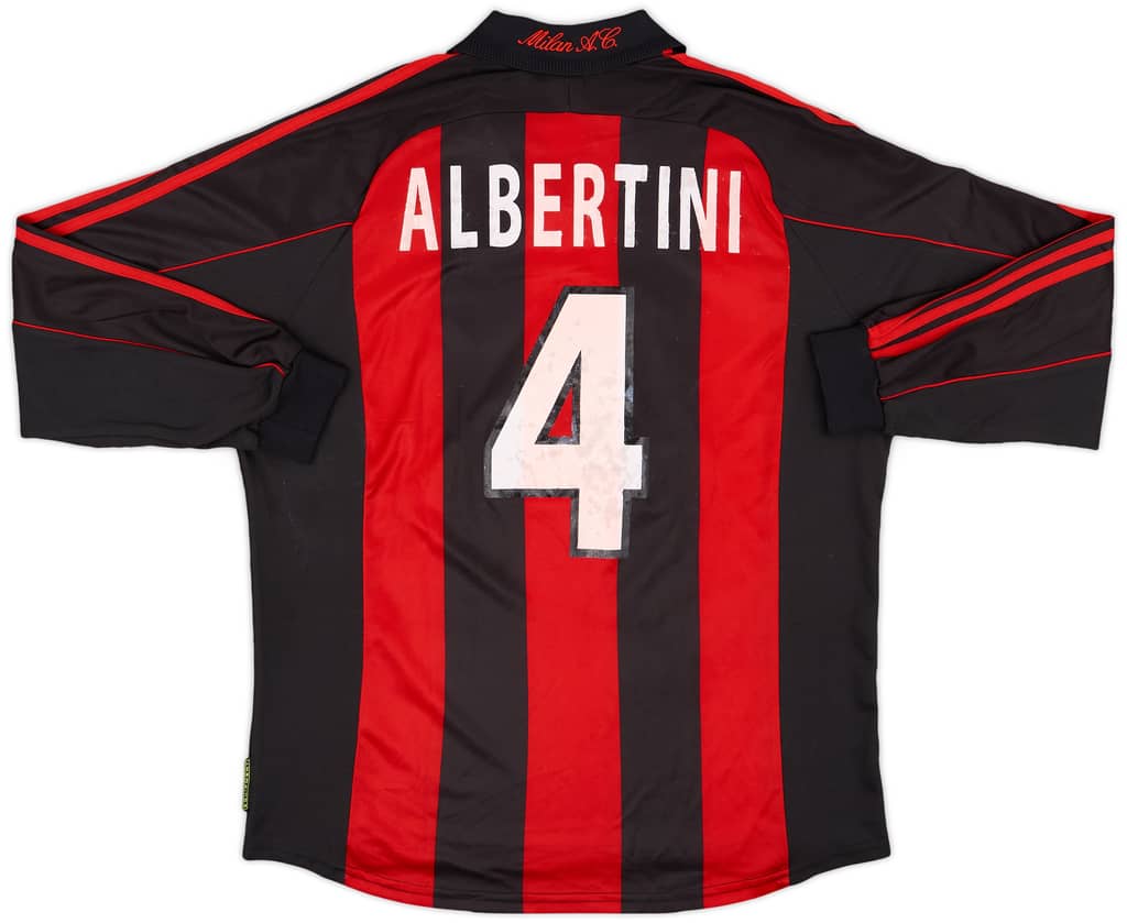 2000-02 AC Milan Match Issue Home L/S Shirt Albertini #4