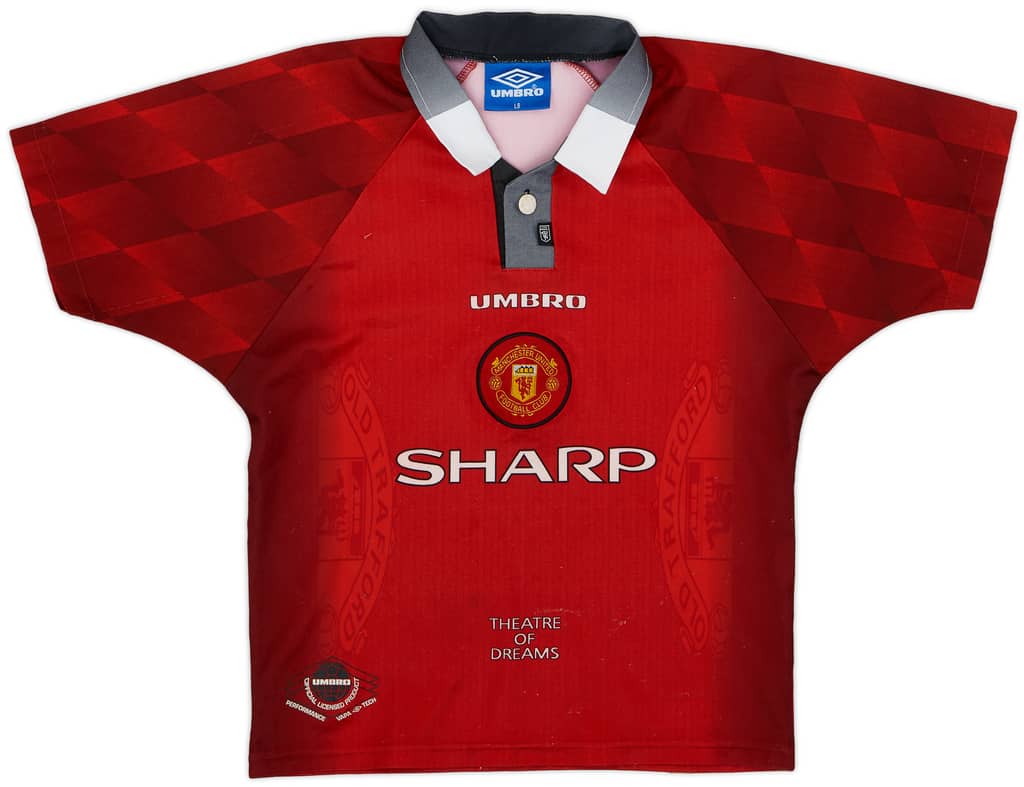 1996-98 Manchester United Home Shirt - 7/10 - (L.Boys)