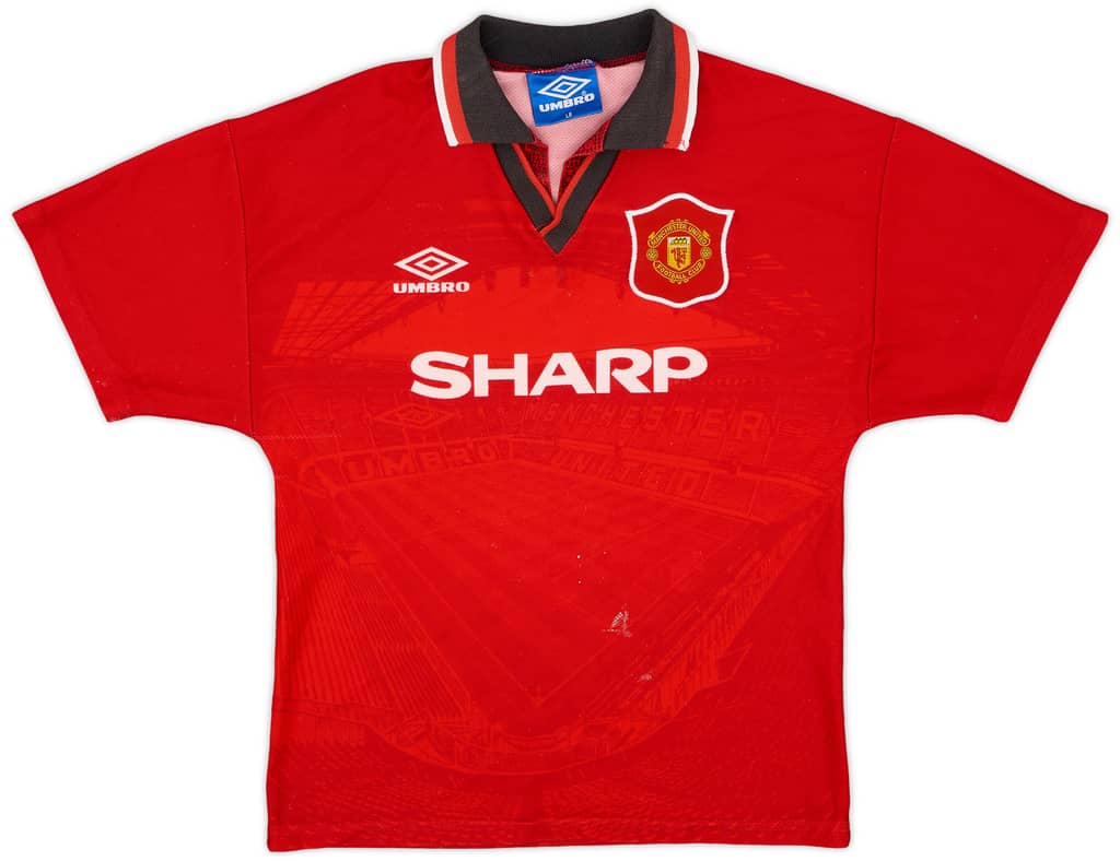 1994-96 Manchester United Home Shirt - 6/10 - (L.Boys)