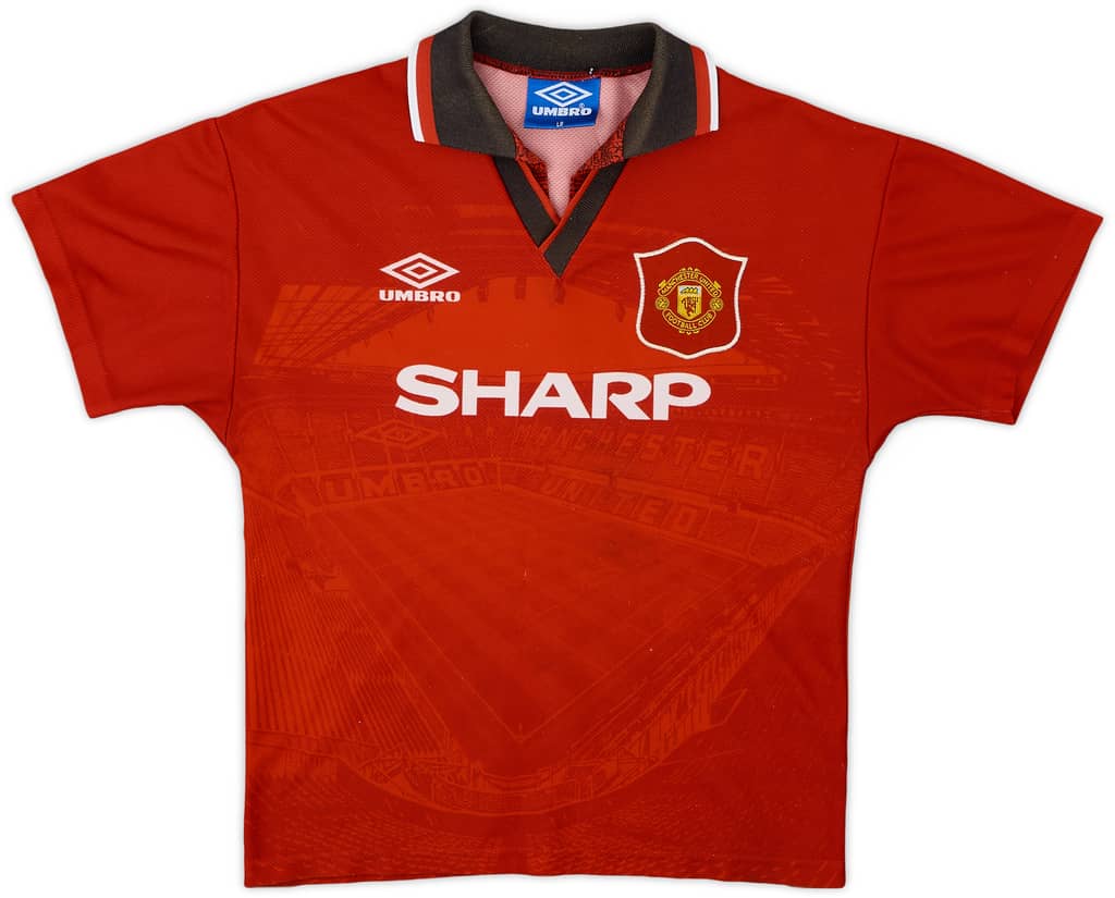 1994-96 Manchester United Home Shirt - 6/10 - (L.Boys)