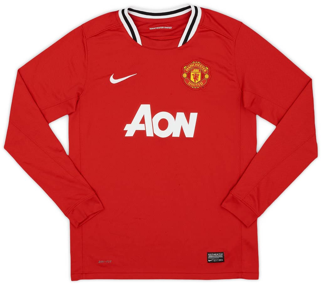 2011-12 Manchester United Home L/S Shirt - 8/10 - (L.Boys)