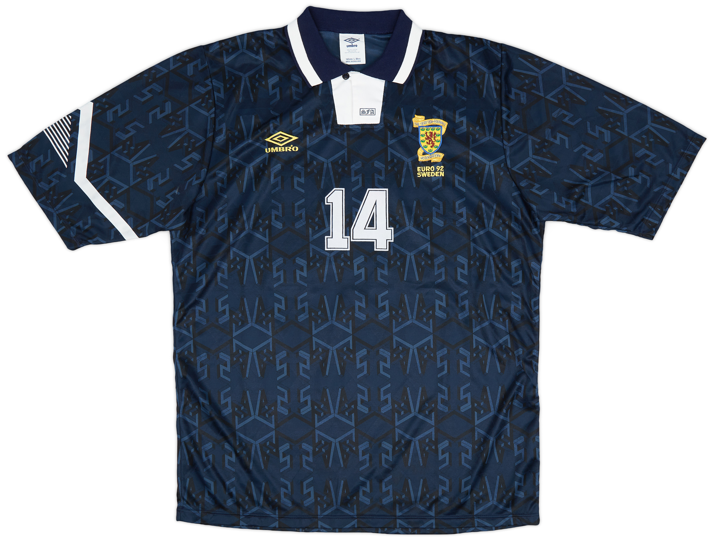 1992 Scotland Match Issue European Championship Home Shirt Gallacher #14