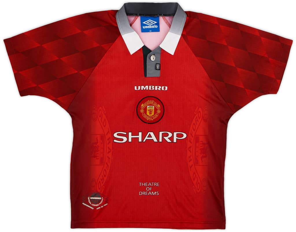 1996-98 Manchester United Home Shirt - 8/10 - (L.Boys)