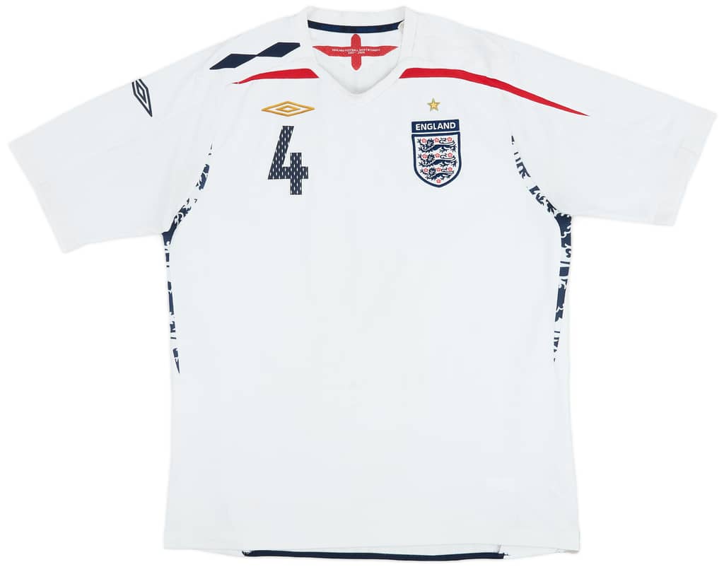 2007-09 England Home Shirt Gerrard #4 - 7/10 - (XL)