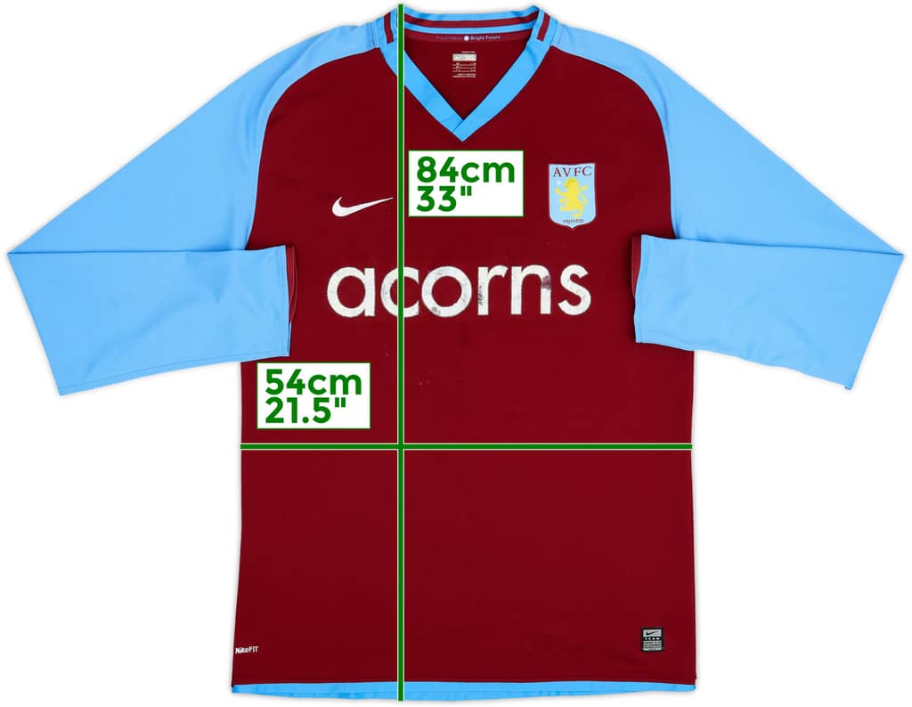 2008-09 Aston Villa Home L/S Shirt - 3/10 - (3XL)