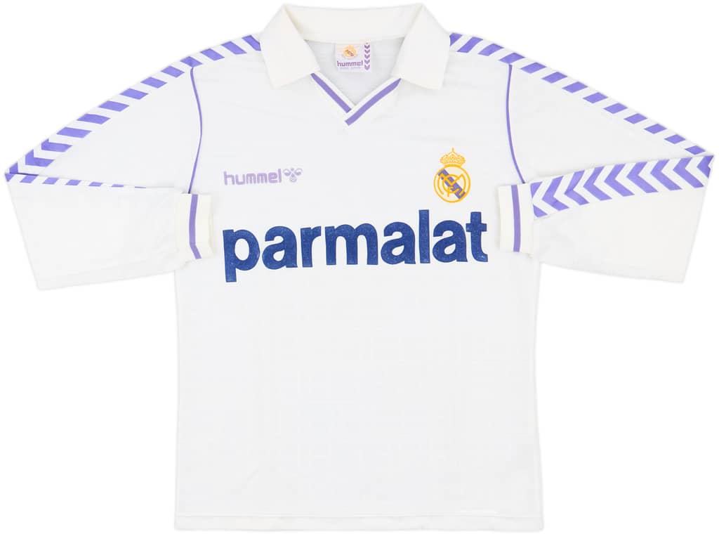 1988-89 Real Madrid Home L/S Shirt - 9/10 - (L)