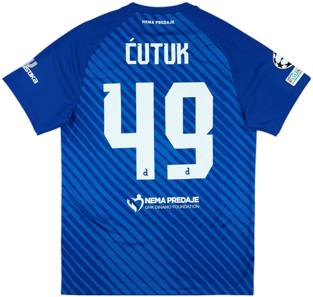 2024-25 Dinamo Zagreb Match Issue Champions League Home Shirt Ćutuk #49
