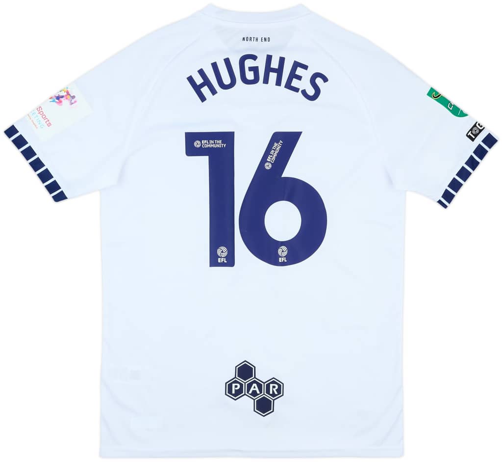 2024-25 Preston North End Match Issue Carabao Cup Home Shirt Hughes #16