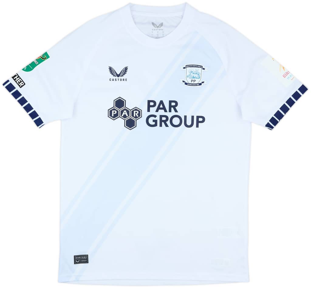 2024-25 Preston North End Match Issue Carabao Cup Home Shirt Hughes #16