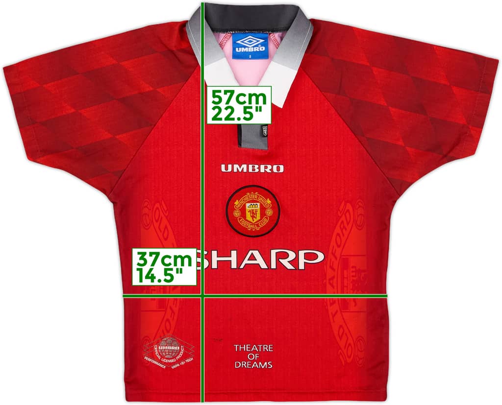 1996-98 Manchester United Home Shirt - 8/10 - (S.Boys)