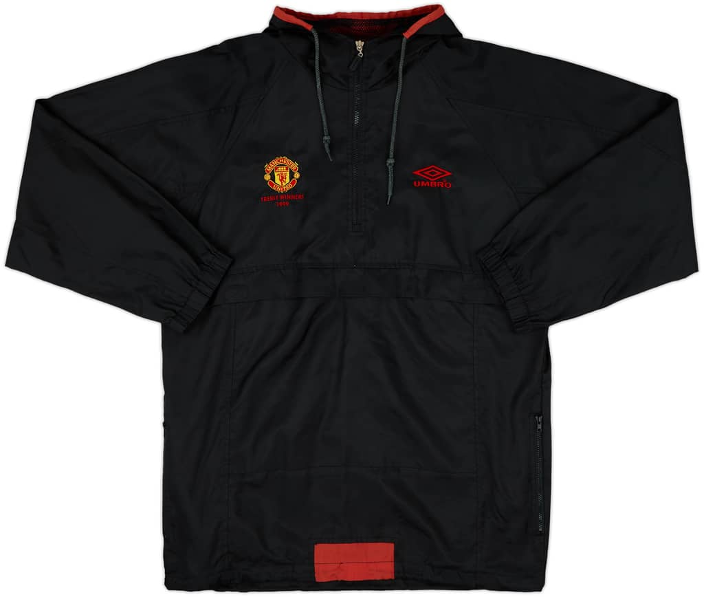 1999-01 Manchester United Umbro 1/4 Zip Hooded Drill Top - 9/10 - (L)
