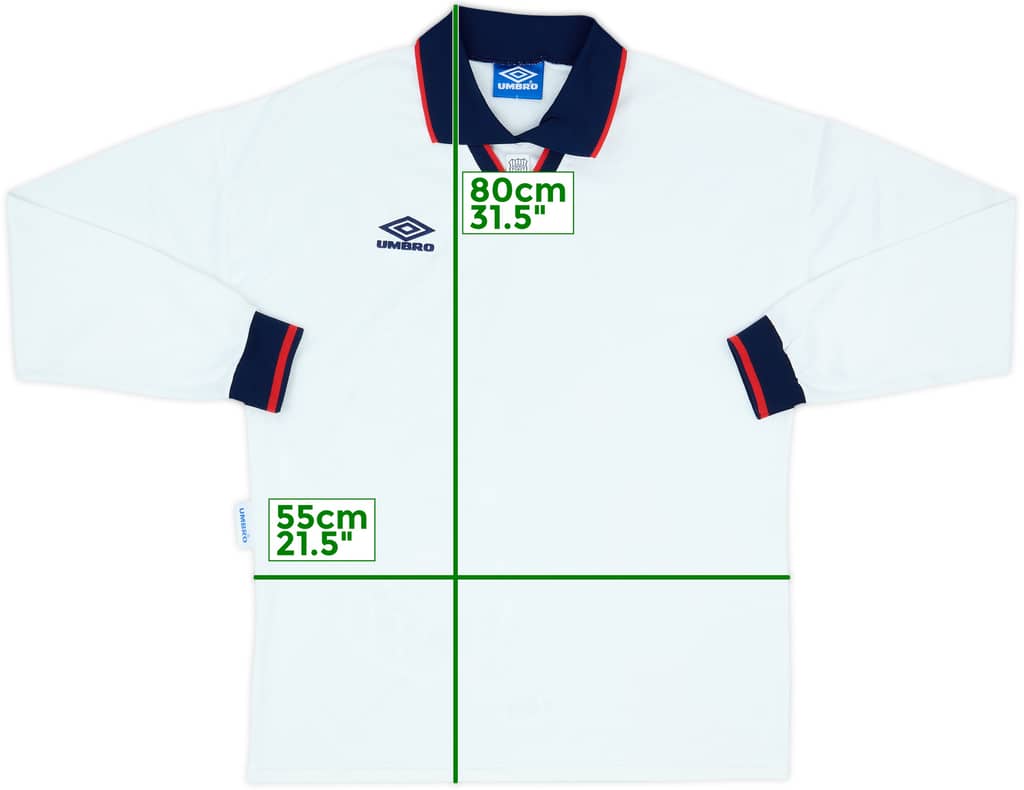 1993-95 Umbro Template L/S Shirt (England) - 8/10 - (L)
