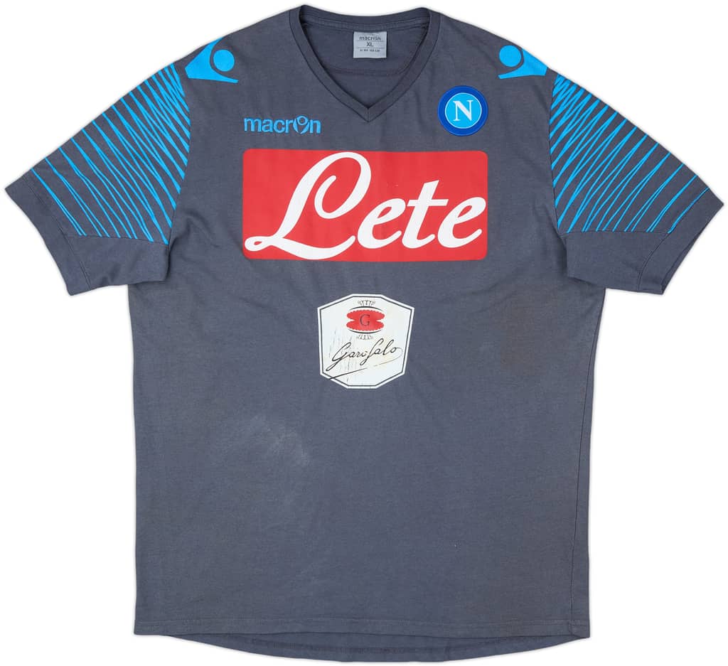 2014-15 Napoli Macron Cotton Tee - 5/10 - (XL)