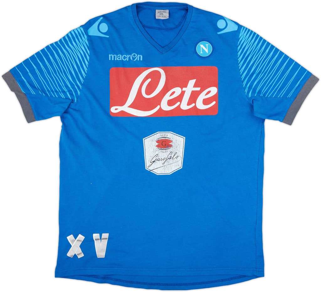 2014-15 Napoli Staff Issue Macron Cotton Tee 'XV' - 5/10 - (XXL)