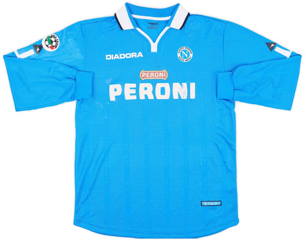 2001-02 Napoli Match Issue Home L/S Shirt Jankulovski #11