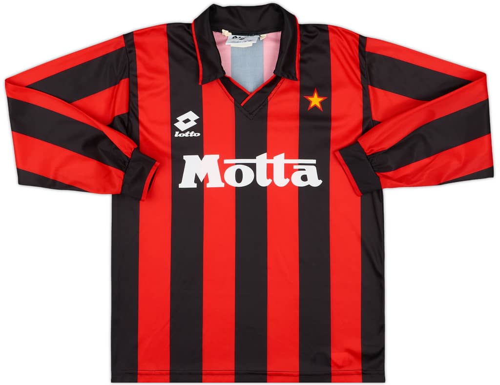 1993-94 AC Milan Home L/S Shirt - 10/10 - (M.Boys)