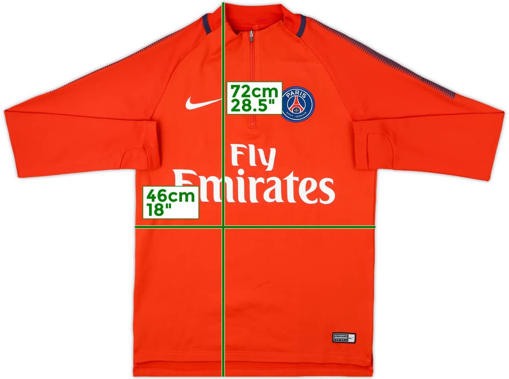 2017-18 Paris Saint-Germain Nike 1/4 Zip Sweat Top - 7/10 - (S)