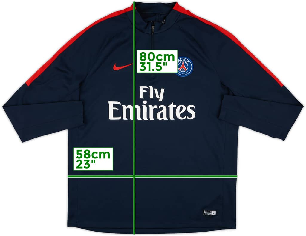 2016-17 Paris Saint-Germain Nike 1/4 Zip Sweat Top - 9/10 - (XL)