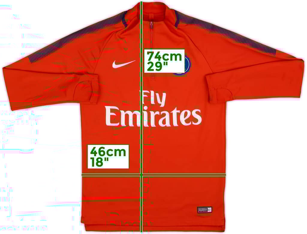 2017-18 Paris Saint-Germain Nike 1/4 Zip Training Top - 8/10 - (S)