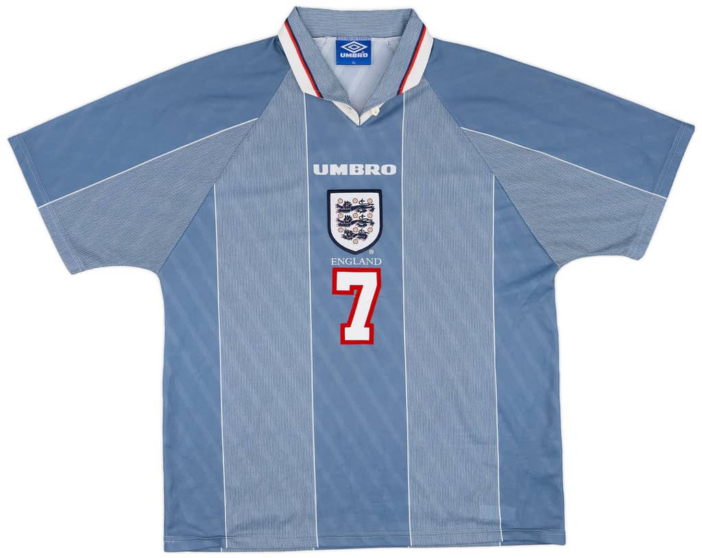 1996-97 England Away Shirt Beckham #7 - 8/10 - (XL)