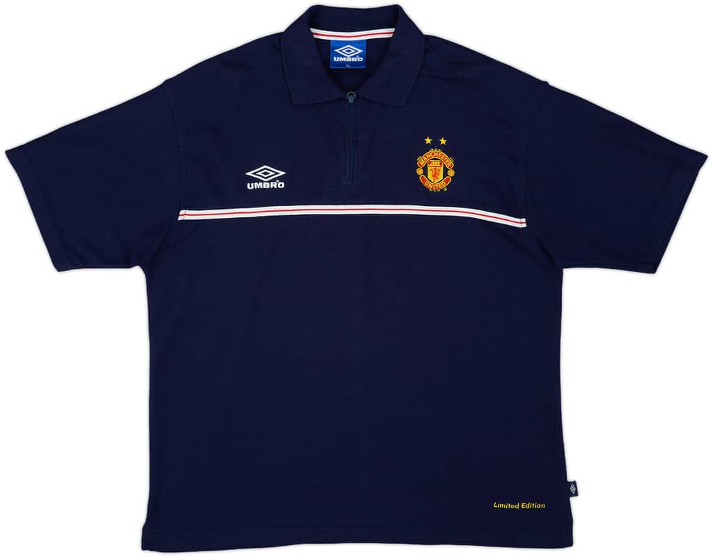 1999-00 Manchester United Limited Edition Umbro 1/4 Zip Polo Shirt - 10/10 - (XL)