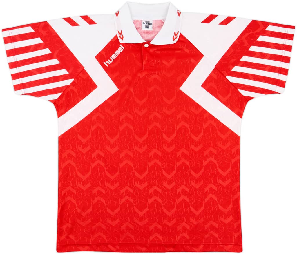 1992-93 Hummel Template Shirt (Denmark) - 9/10 - (XL)