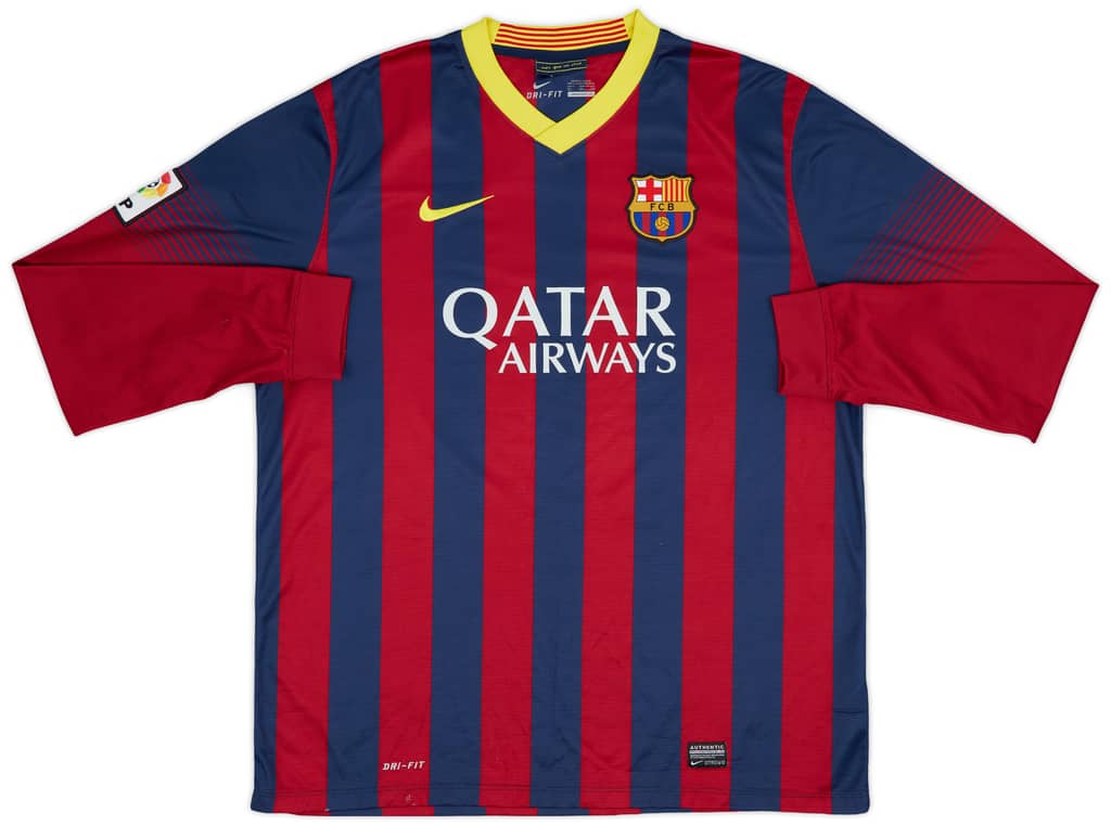 2013-14 Barcelona Home L/S Shirt Messi #10 - 8/10 - (XL)
