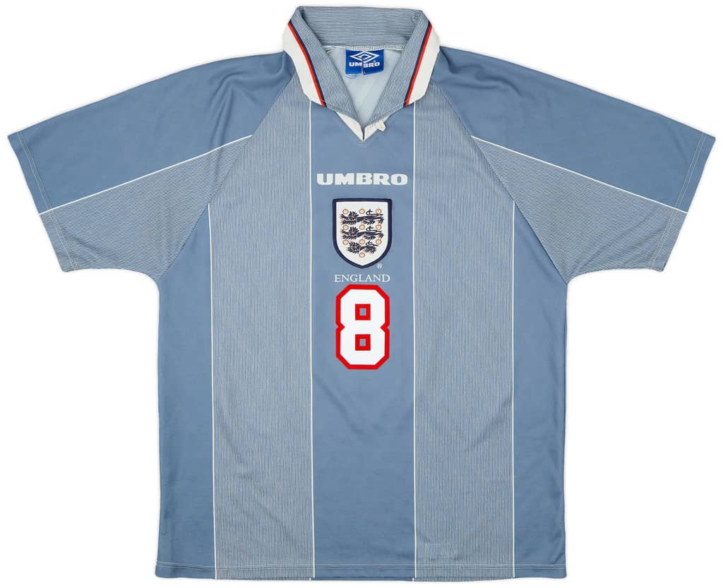 1996-97 England Away Shirt Gascoigne #8 - 8/10 - (L)