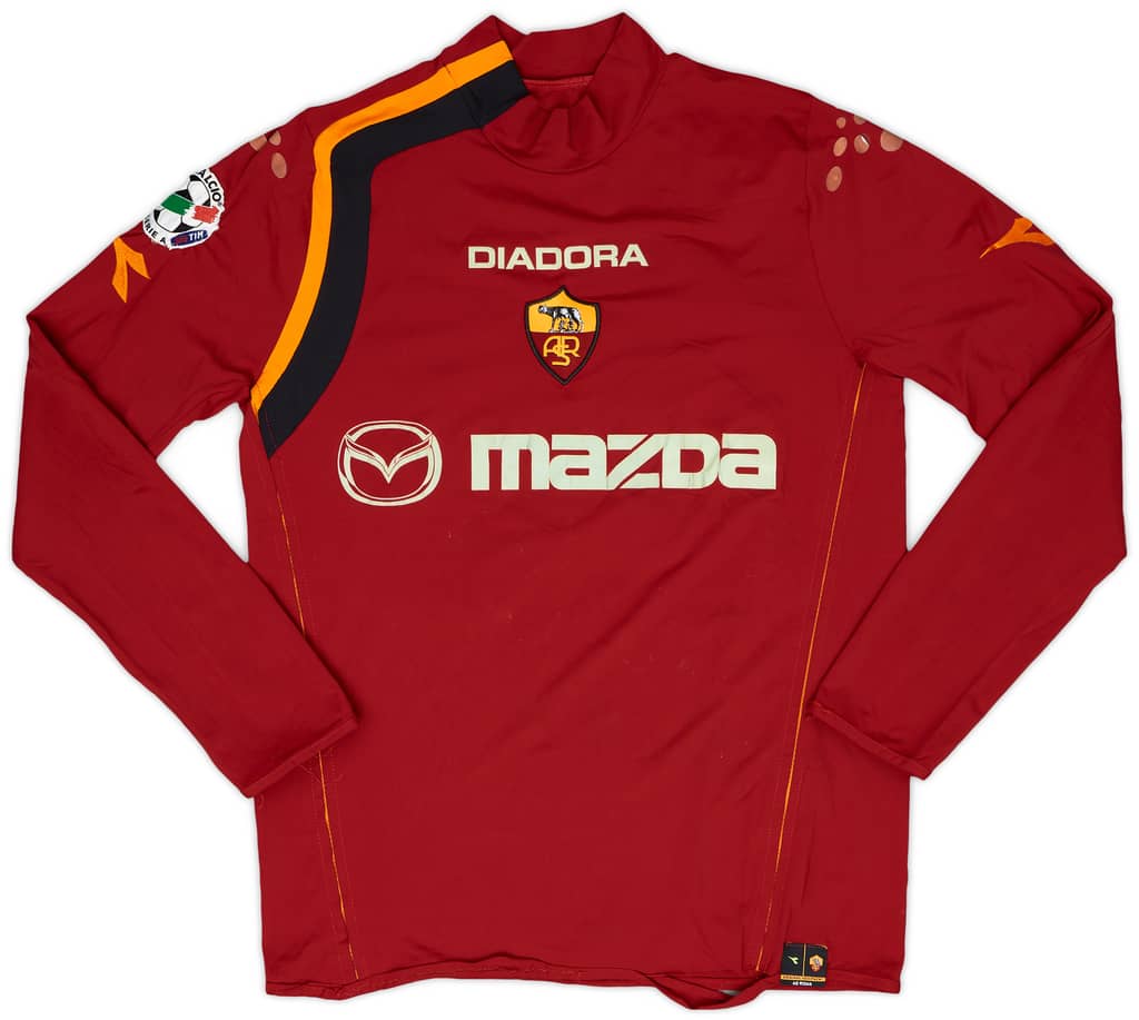 2004-05 Roma Match Issue Signed Home Shirt Mancini #30