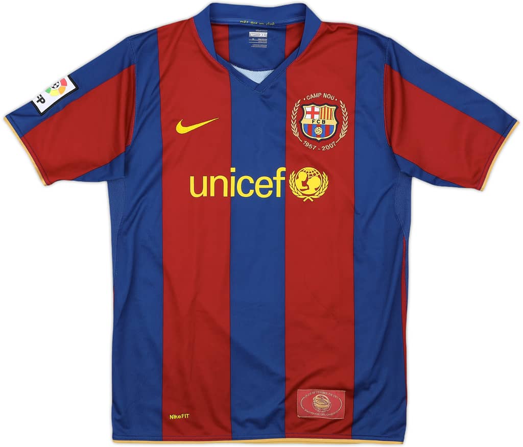 2007-08 Barcelona Home Shirt - 9/10 - (XL.Boys)